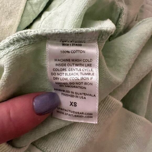 Spirit Jersey NEW Unisex XS/S/M Oversized Acid Dye Hooded Tee Long Sleeve Green - Picture 8 of 8